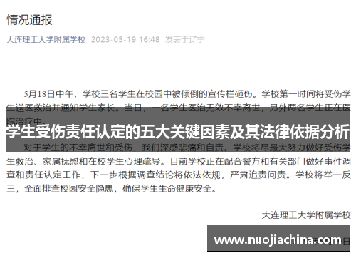 学生受伤责任认定的五大关键因素及其法律依据分析